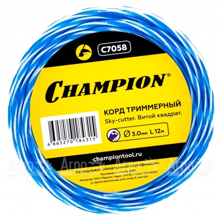 Корд триммерный Champion Sky-cutter 3.0мм, 12м (витой квадрат)  в Ставрополе