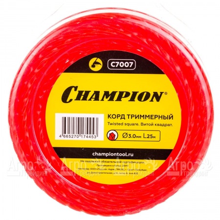 Корд триммерный Champion Twisted Square 3.0мм, 25м (витой квадрат)  в Ставрополе