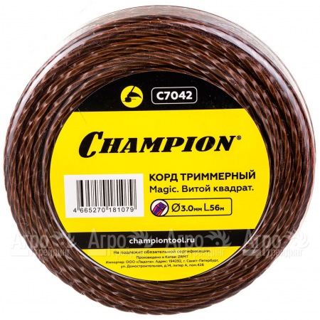 Корд триммерный Champion Magic 3.0мм, 56м (витой квадрат)+нож  в Ставрополе